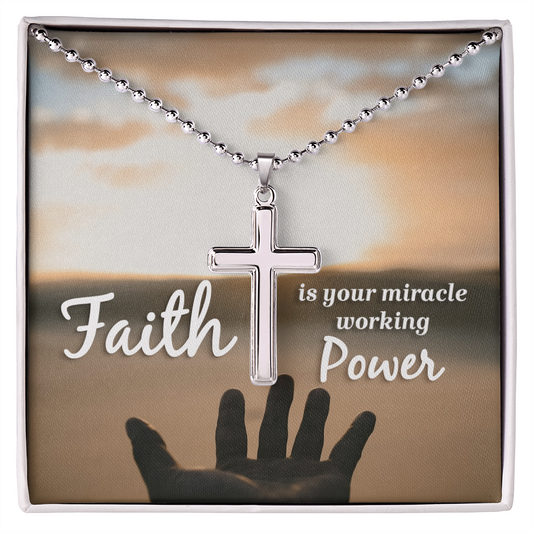 Cross Necklace with Ball Chain - Faith