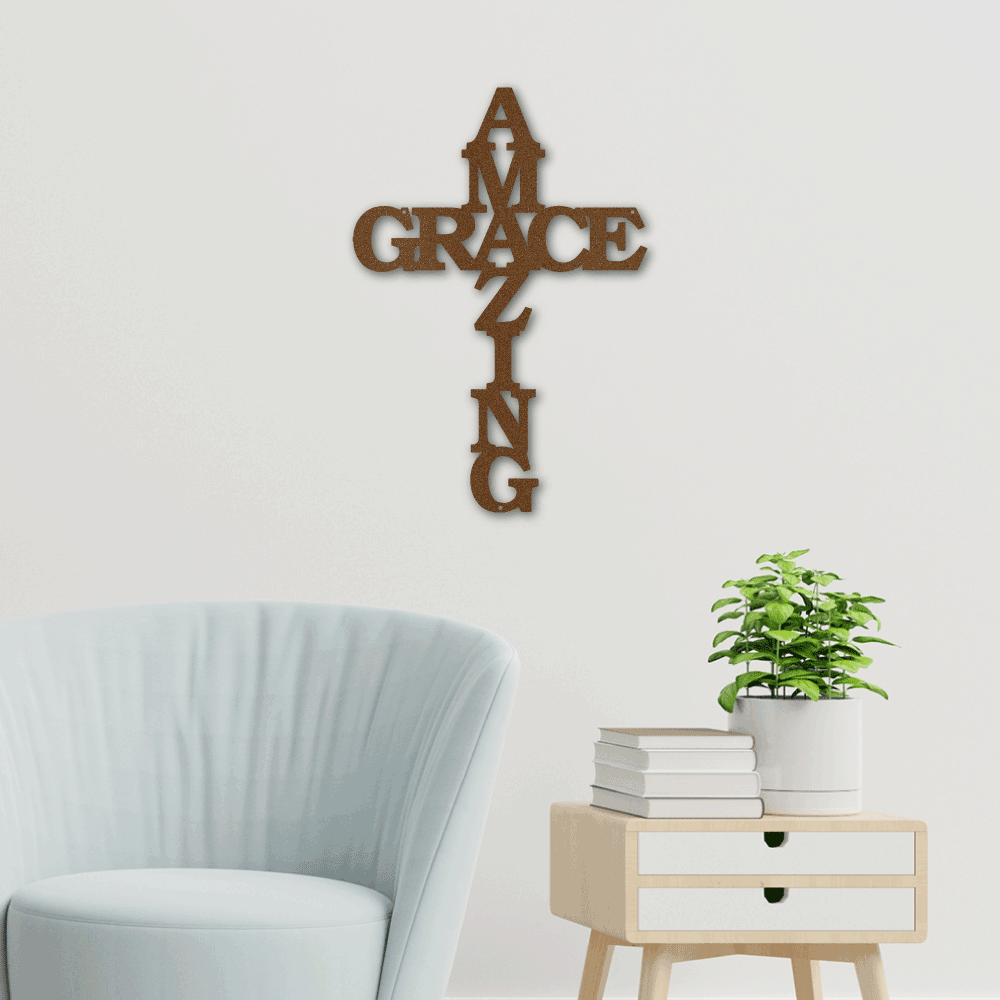 Amazing Grace Cross - Steel Sign