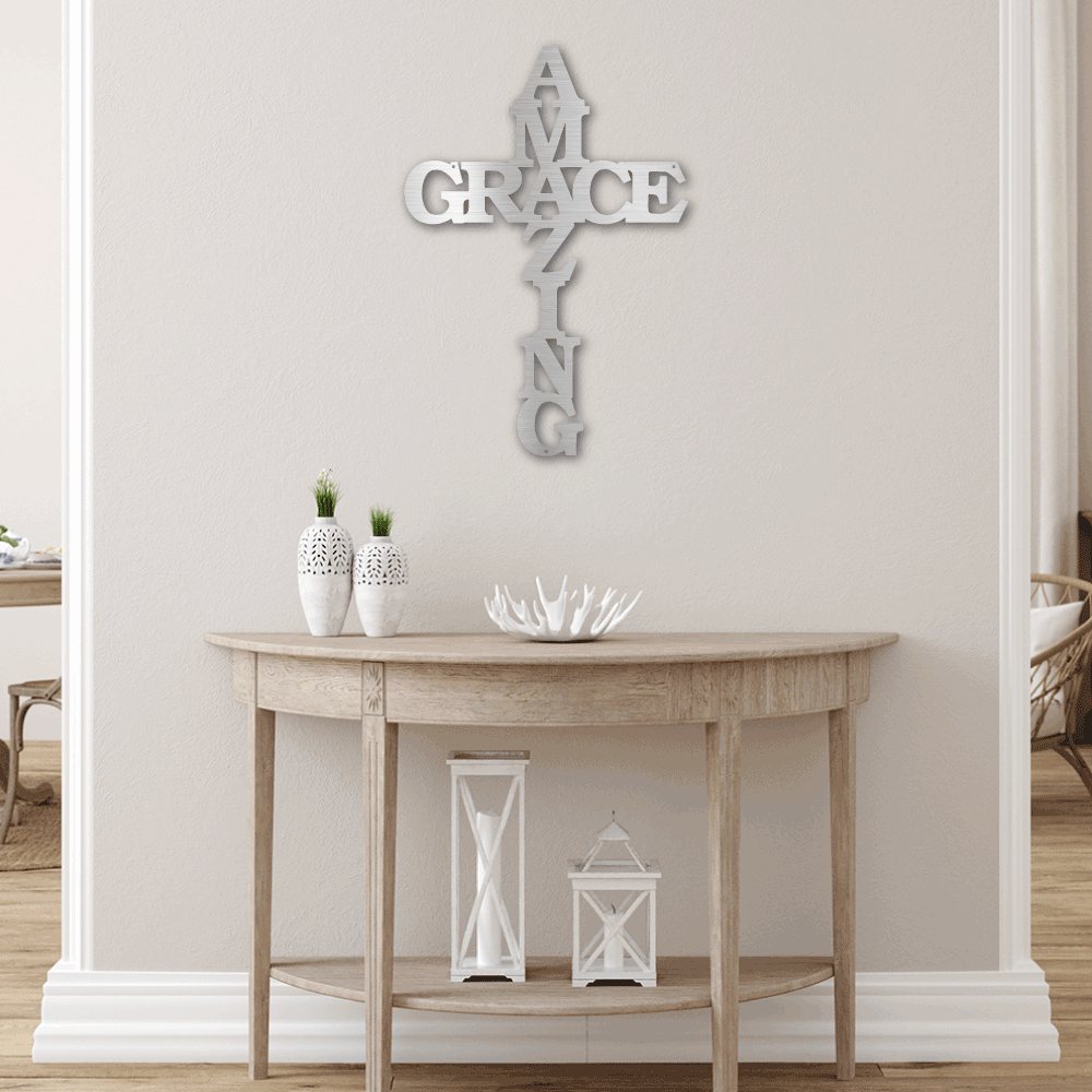 Amazing Grace Cross - Steel Sign