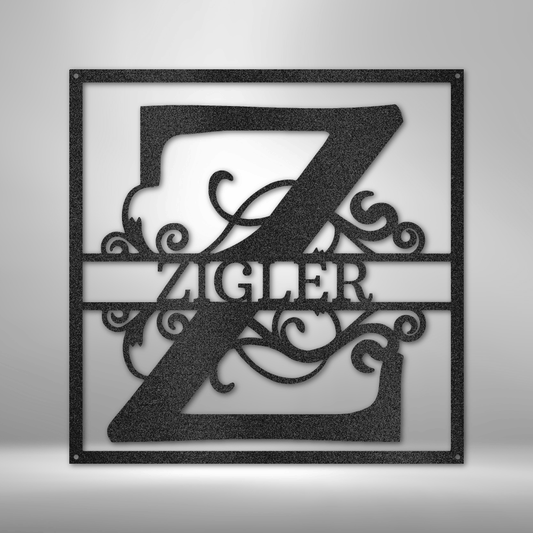 Split Square Monogram Steel Sign